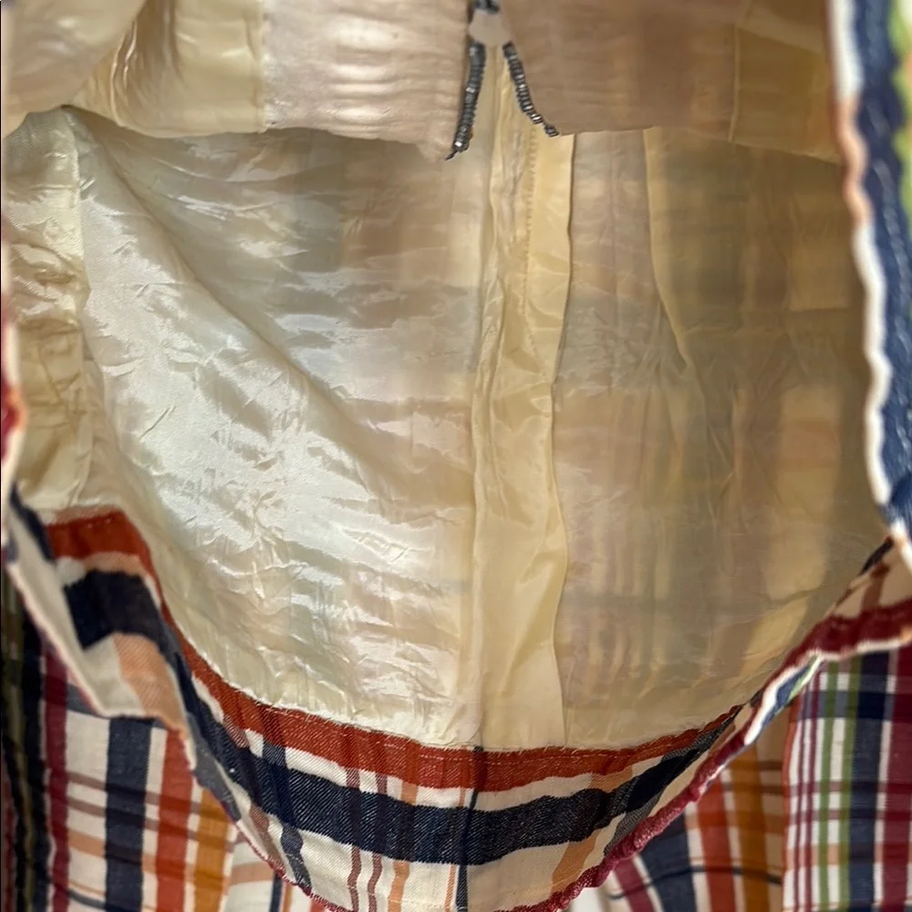 Vintage 1970’s custom sewn/ handmade plaid seersucker jacket & bell bottoms 2P - Picture 6 of 12